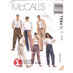 Vintage Sewing PATTERN McCalls 7684, One Hour Unisex 1995 Mens Misses Pull On